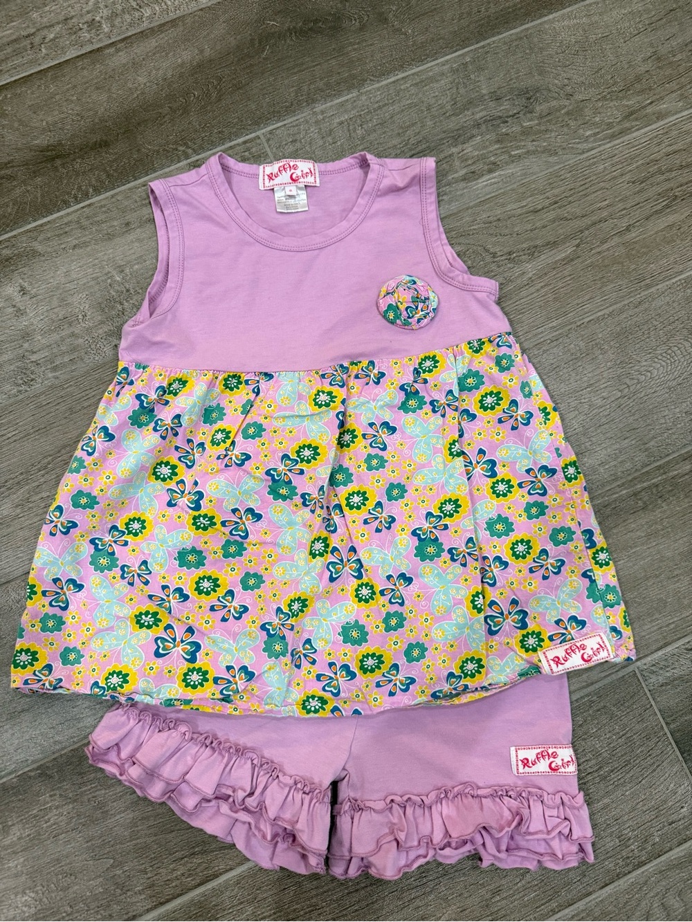 Ruffle Girl Lavender Floral Kids Matching Set